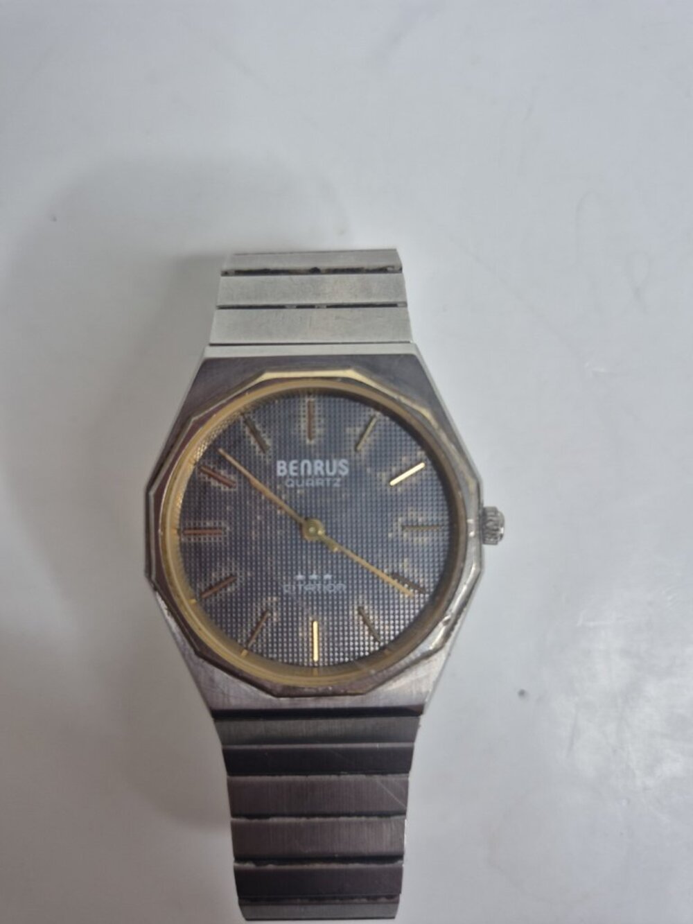 Vintage Benrus Mens Quartz Citation Three Star Silvertone Watch New Battery